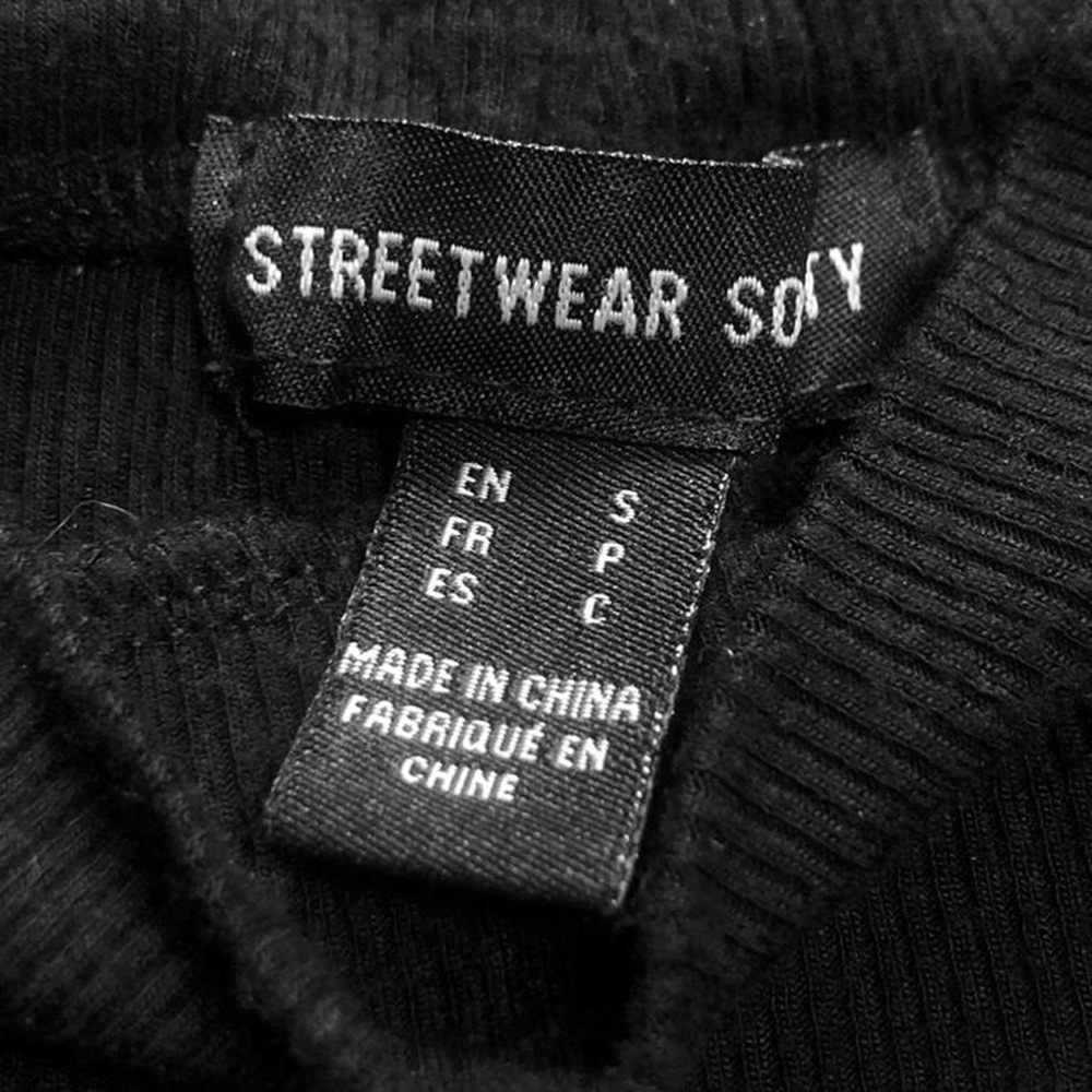 Black Ribbed Mockneck Top - Picture 3 of 5